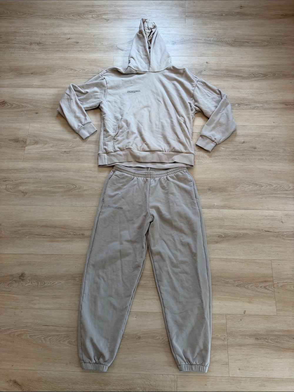 Pangaia Neutral Cream Hooded Sweatshirt and Joggers Set